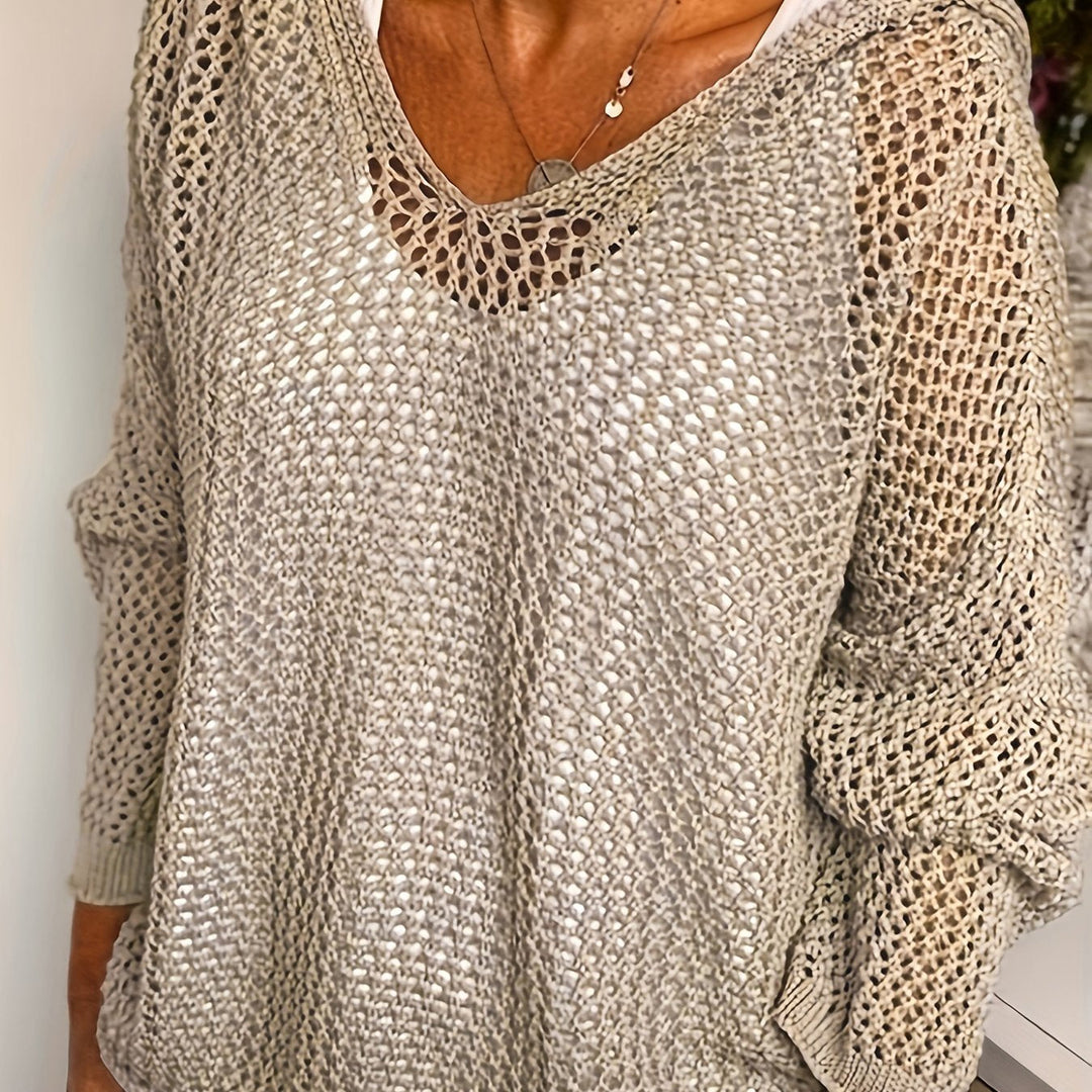 Open-Knit Hooded Sweater for Women, Relaxed Style