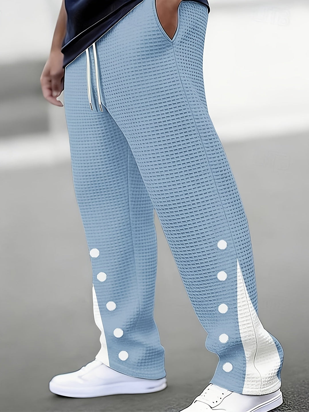 Textured Snap-Side Pants for Men, Plus Size