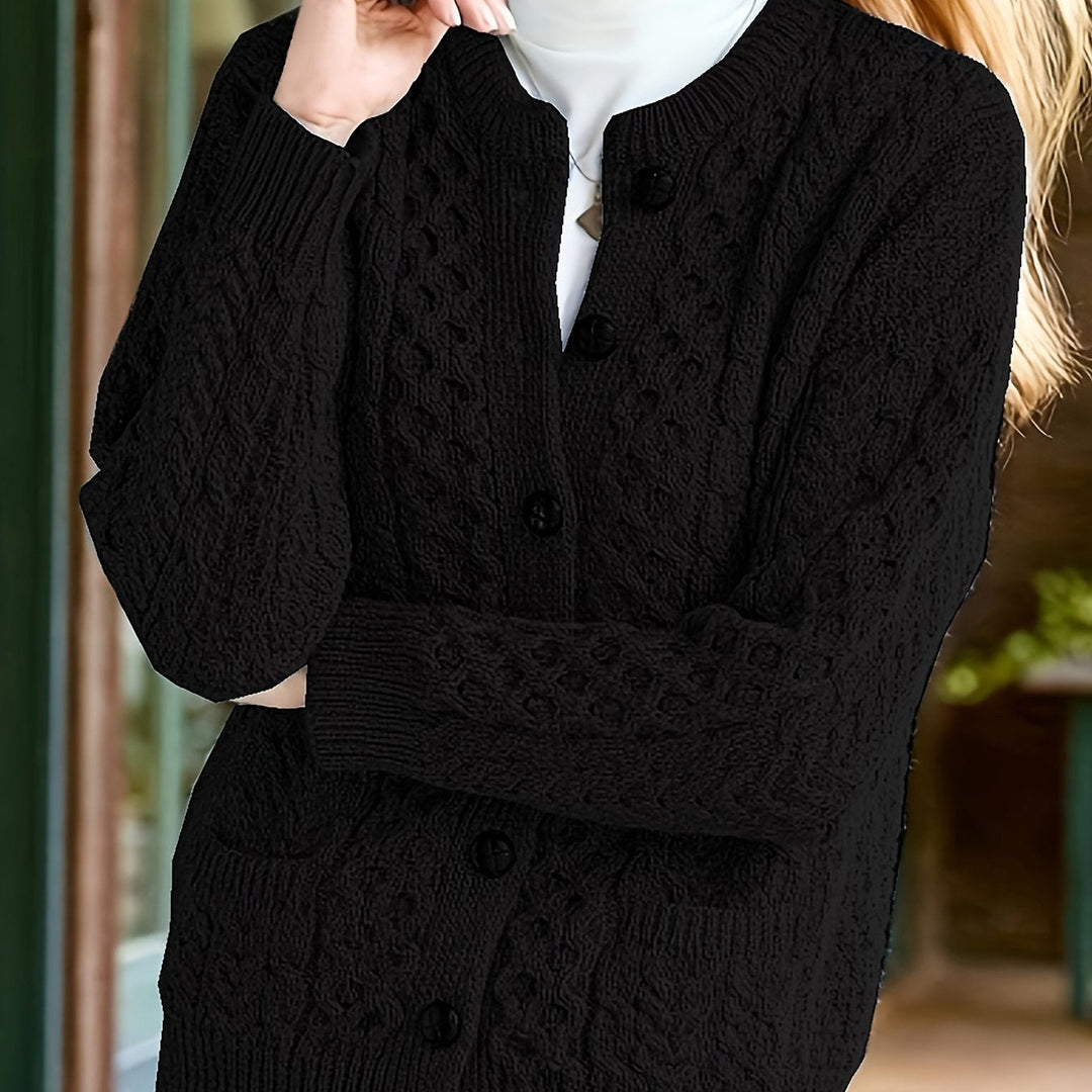 Button-Front Cardigan for Women, Textured Style