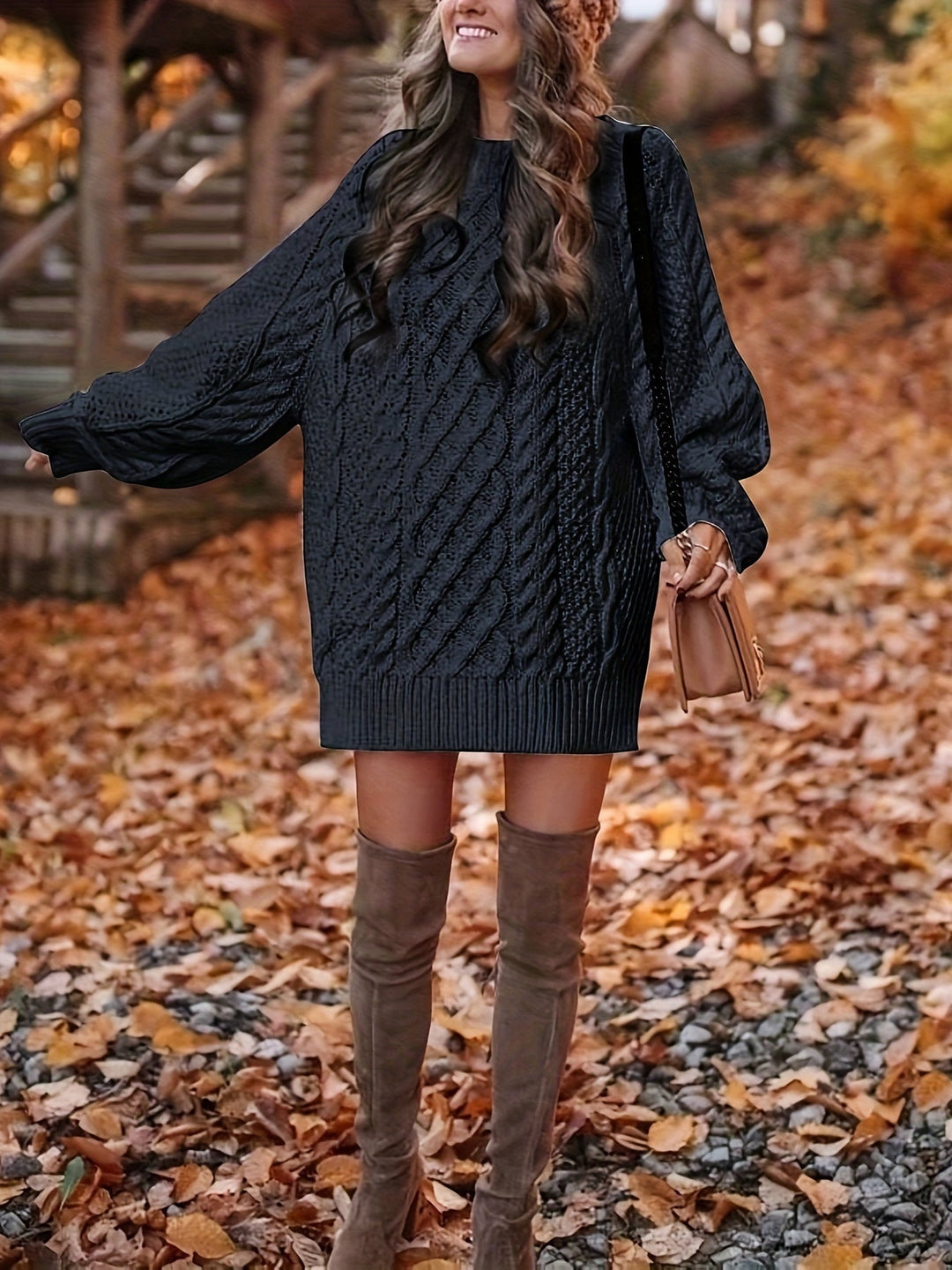 Cable-Knit Sweater Dress for Women, Cozy Style