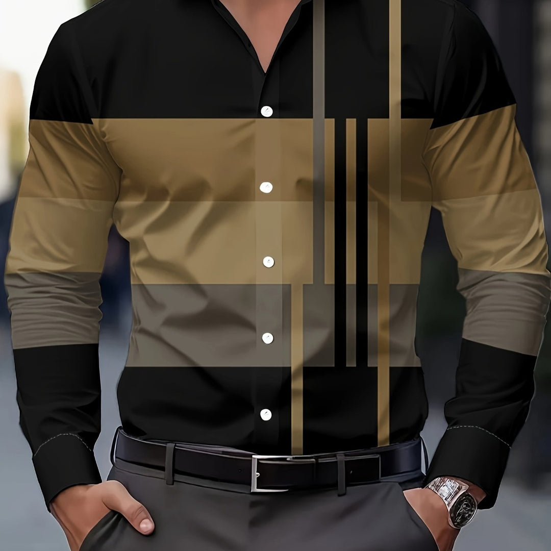 Men's Colour-Block Long-Sleeve Shirt