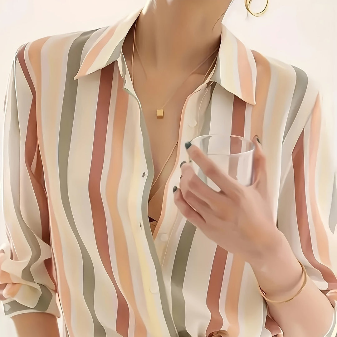 Refined Striped Button-Up Shirt for Women