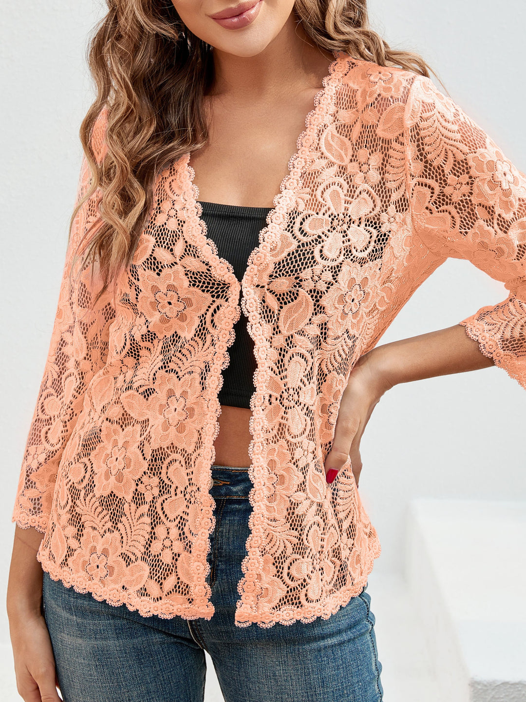 Floral Openwork Cardigan for Women