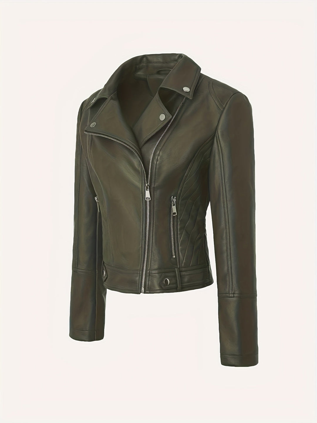 Sculpted Zip-Front Moto Jacket for Women