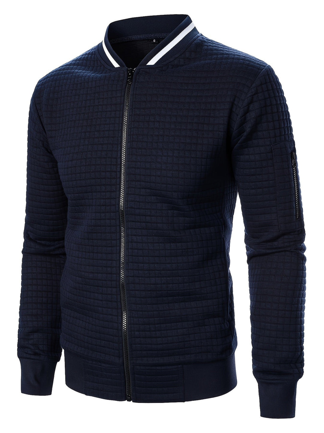 Textured Zip-Up Bomber Jacket for Men, Plus Size
