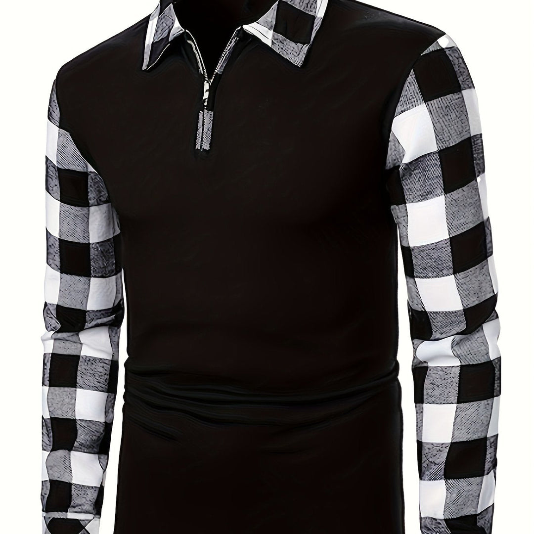 Half-Zip Contrast Shirt for Men, Plus Size
