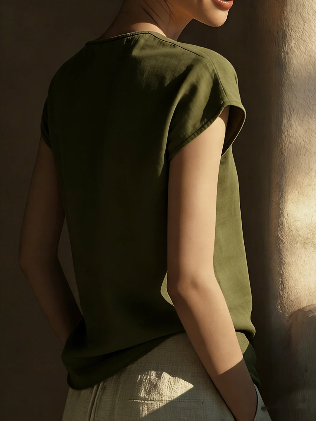 Lace-Trim V-Neck Top for Women