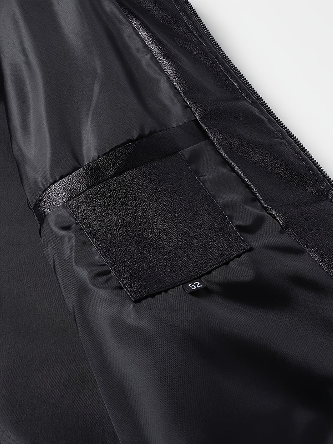 Black Refined Zip-Up Bomber Jacket for Men