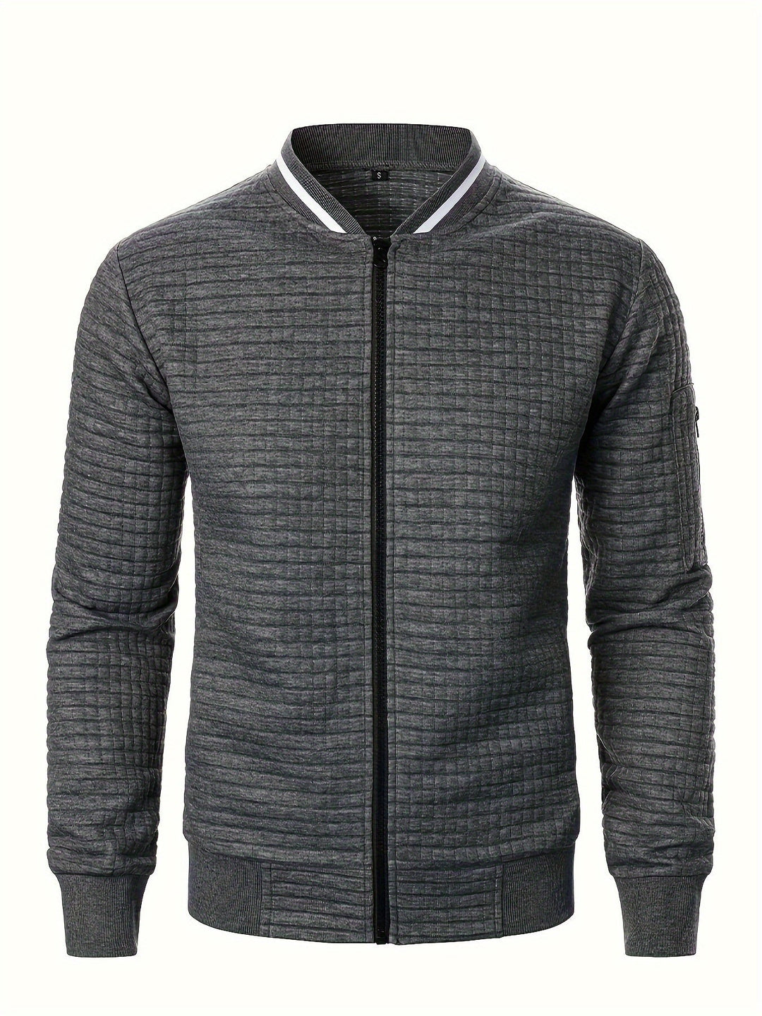 Textured Zip-Up Bomber Jacket for Men, Plus Size