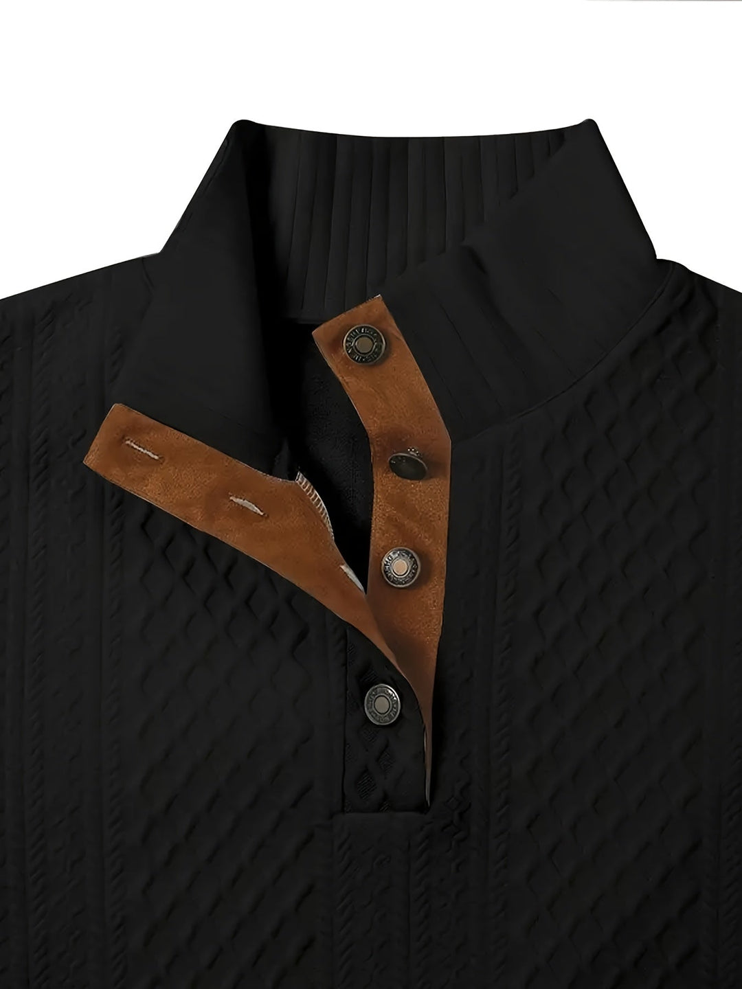 Stand Collar Button Henley Sweater for Men, Plus Size
