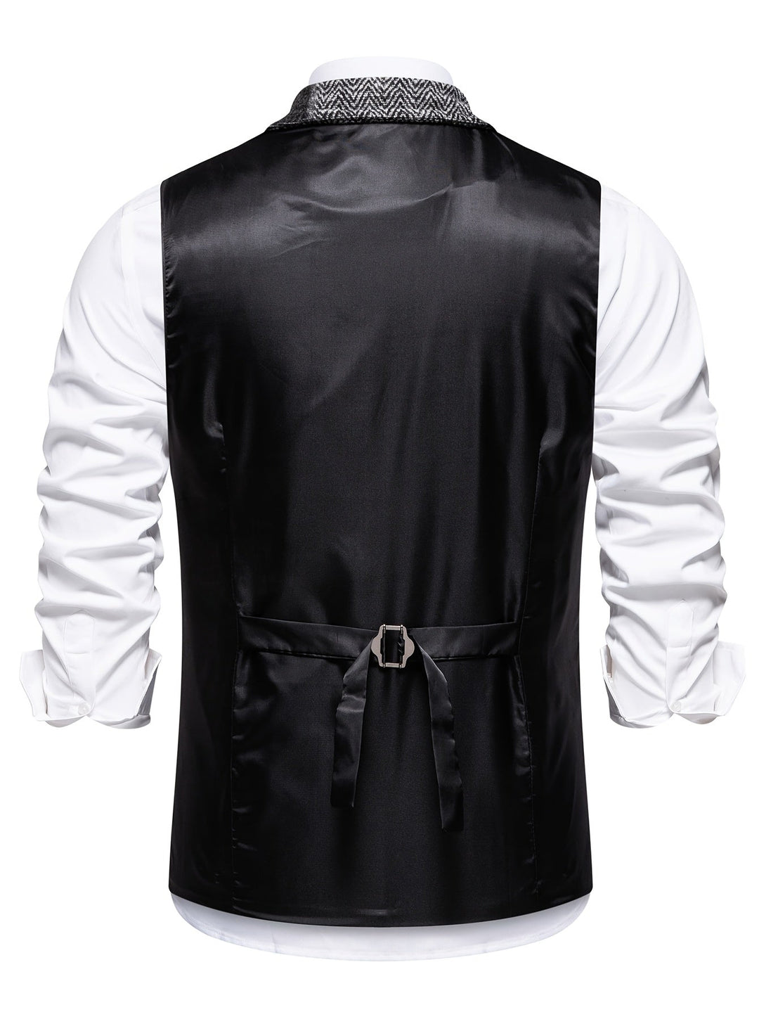 Patchwork Vest with Herringbone Pattern for Men