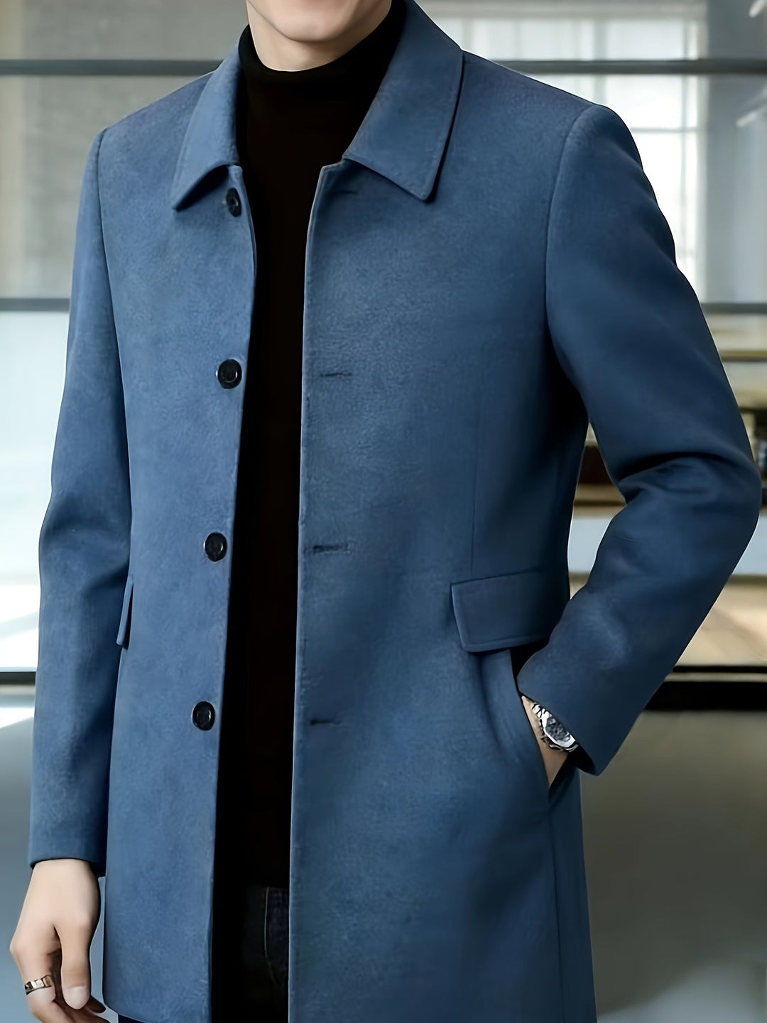 Single-Breasted Overcoat, Men's Refined Fit