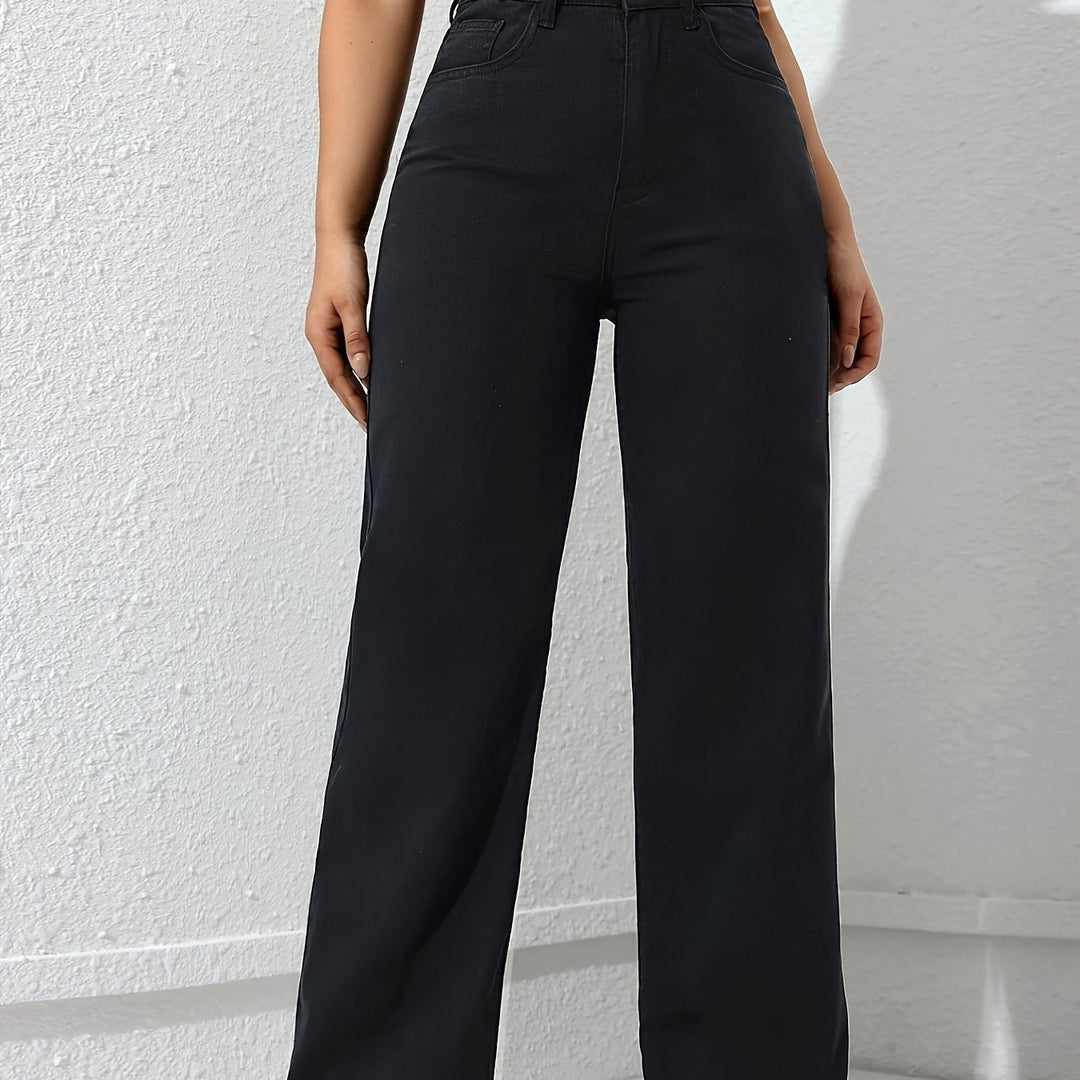Black High-Waisted Wide-Leg Trousers for Women