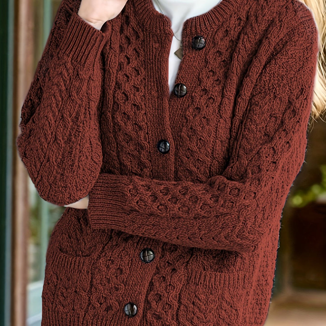 Button-Front Cardigan for Women, Textured Style
