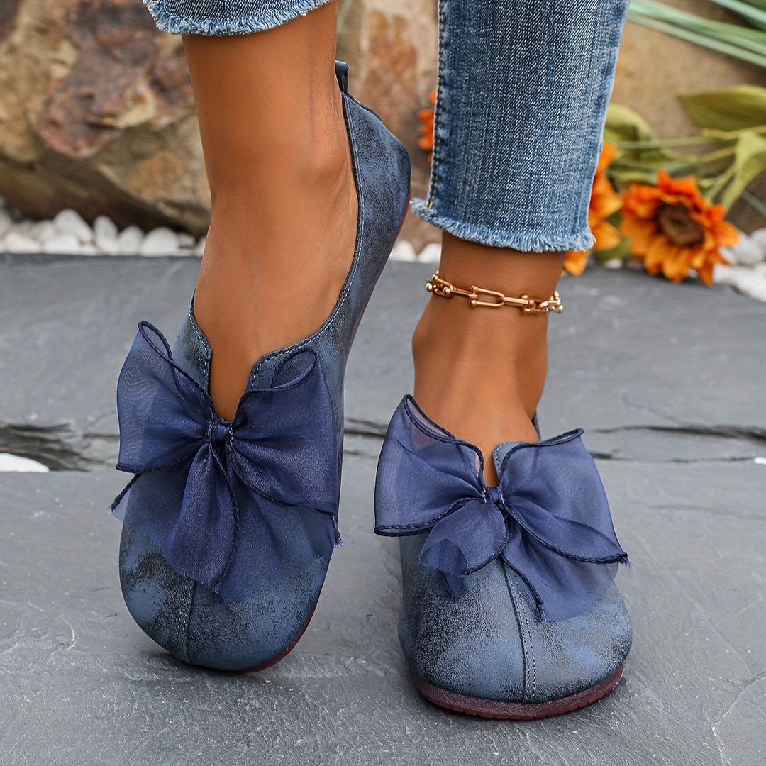 Bow-Accent Slip-On Flats for Women