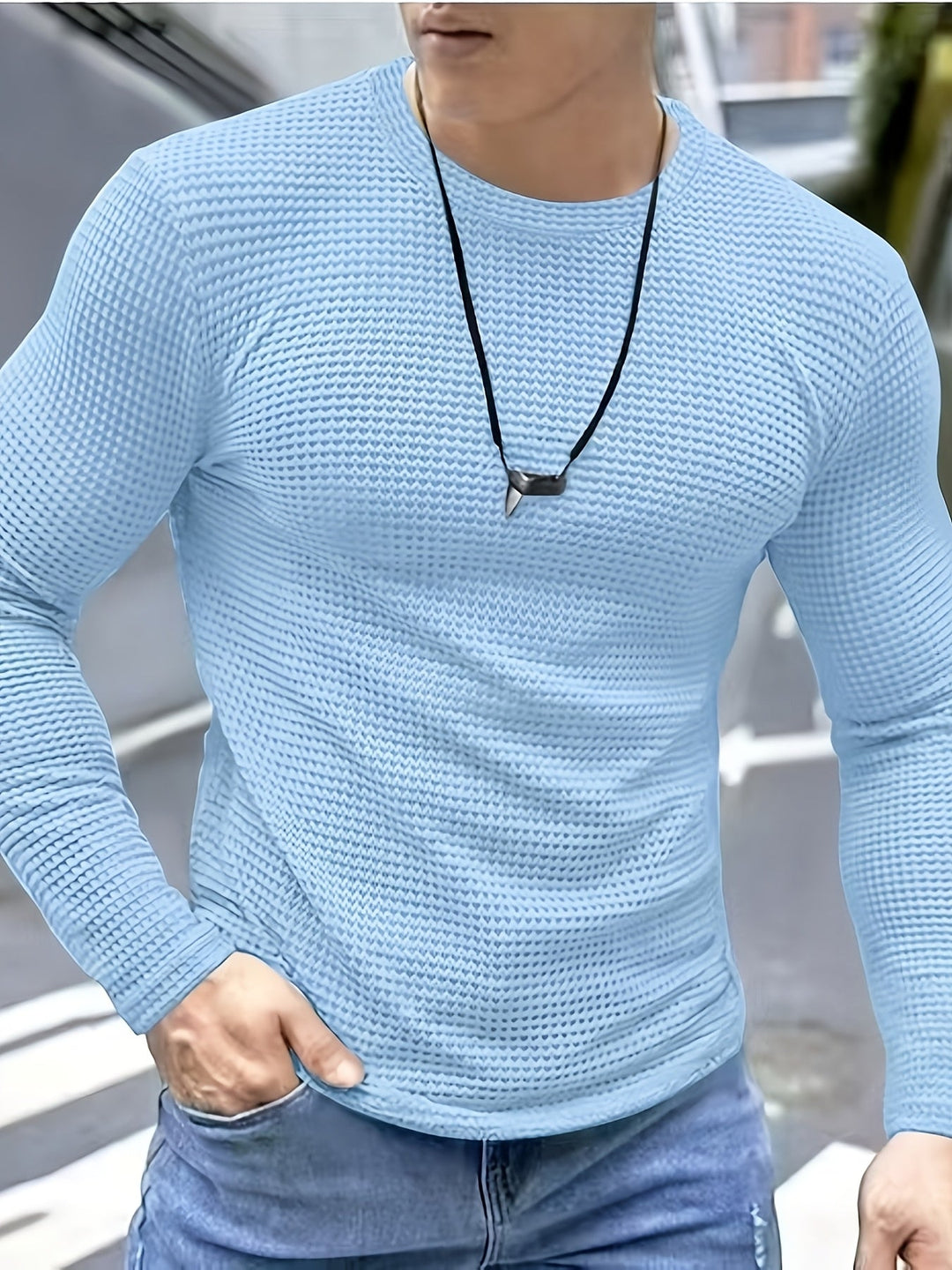 Long-Sleeve Top for Men, Textured Style