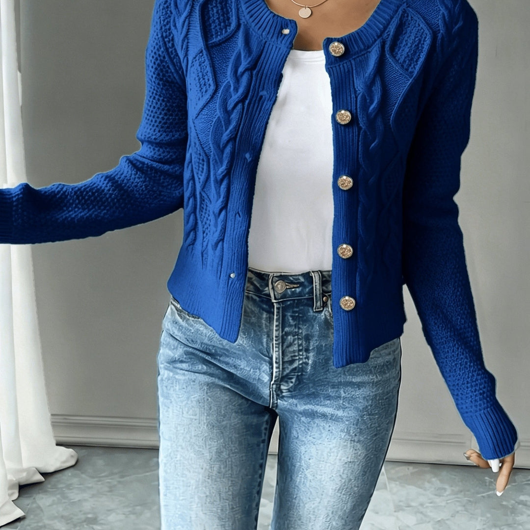 Cable-Knit Button-Front Cardigan for Women