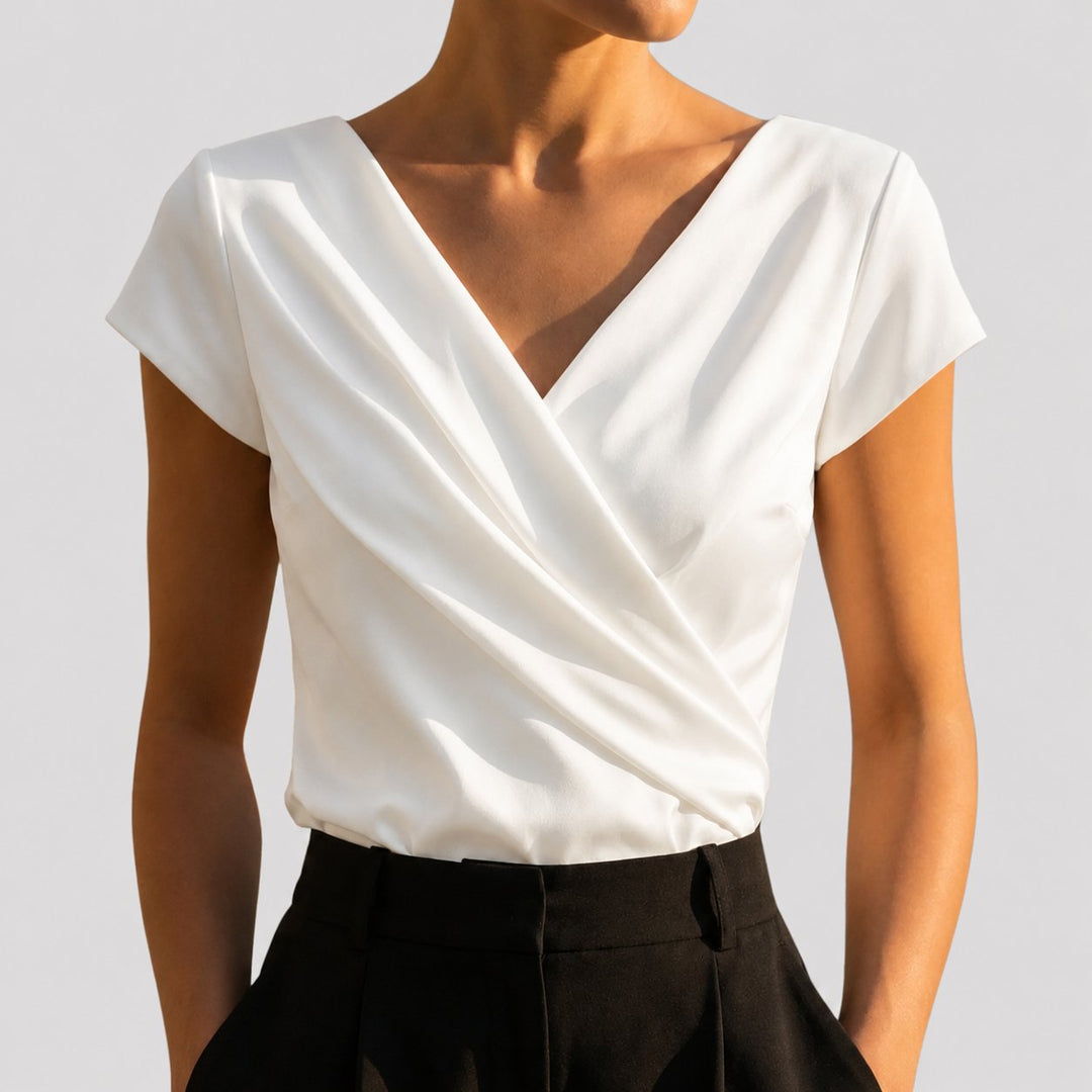 Draped Wrap-Front Blouse for Women