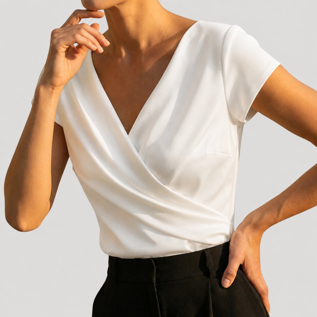 Draped Wrap-Front Blouse for Women