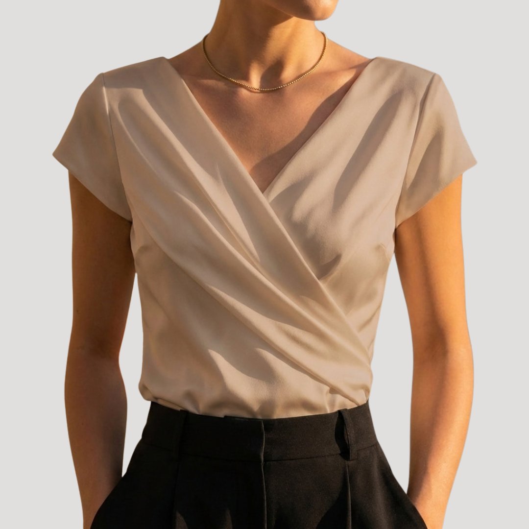 Draped Wrap-Front Blouse for Women