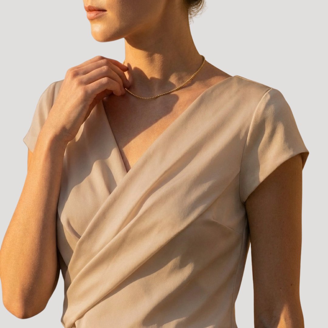 Draped Wrap-Front Blouse for Women