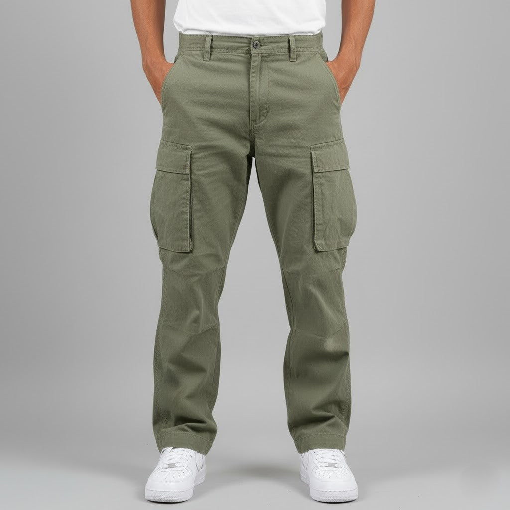 Relaxed Fit Cargo Pants with Side Pockets for Men, Plus Size