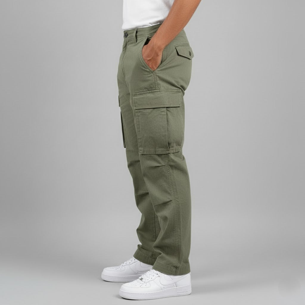 Relaxed Fit Cargo Pants with Side Pockets for Men, Plus Size