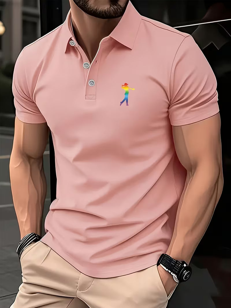 Short-Sleeve Golf Printed Shirt for Men, Casual Style