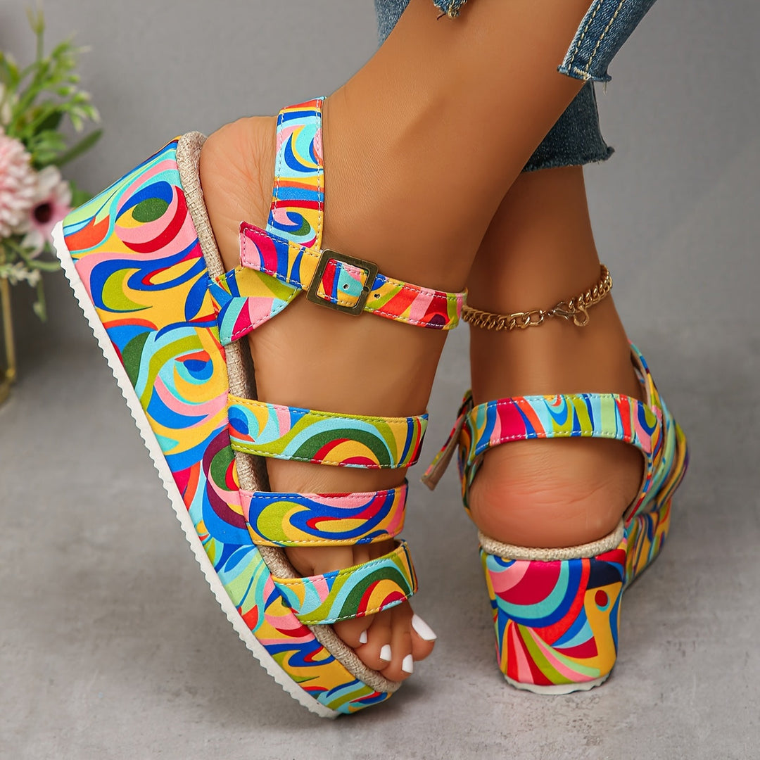 Strappy Platform Wedge Sandals for Women, Elegant Style