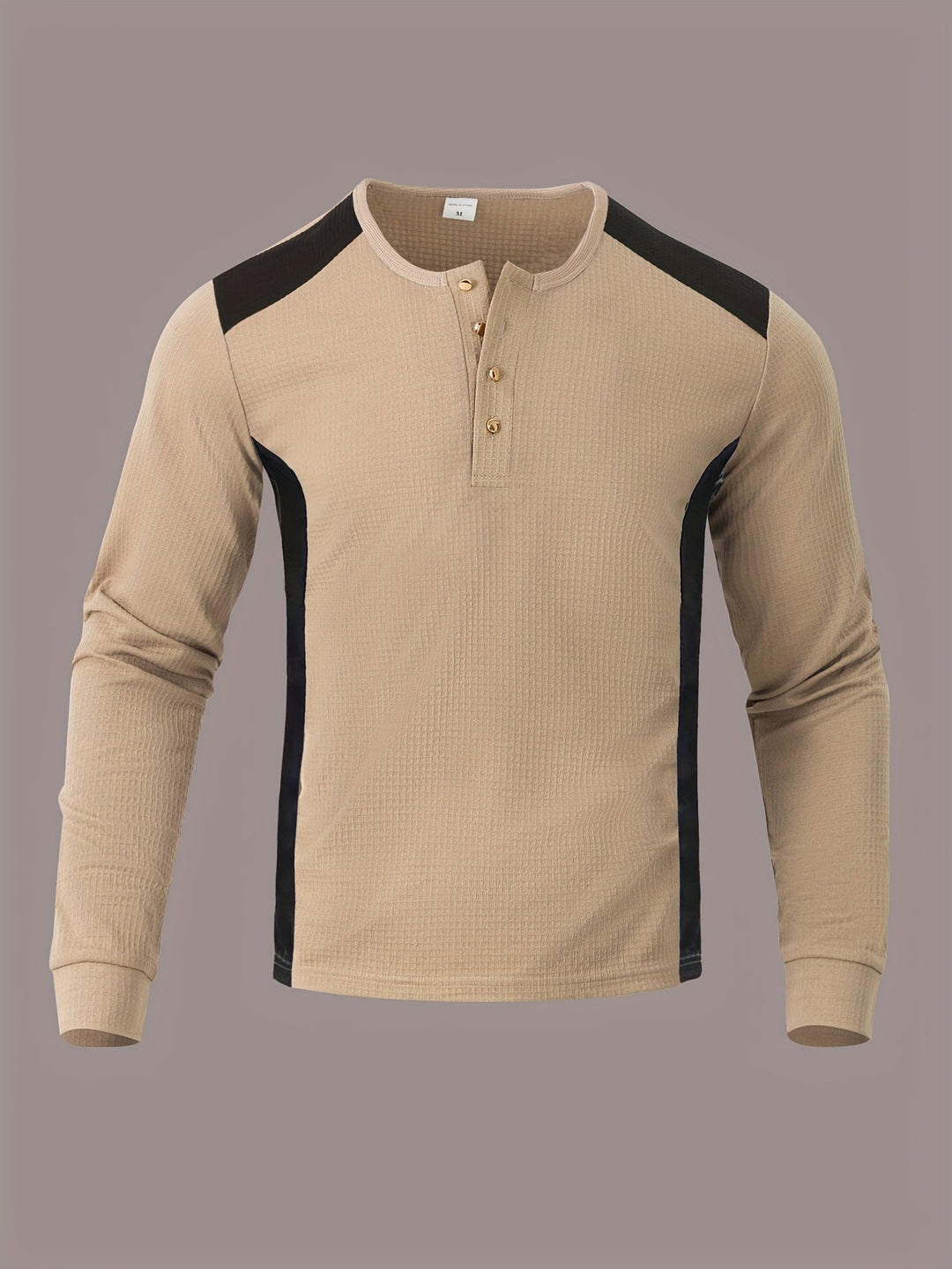 Textured Long-Sleeve Henley for Men, Plus Size