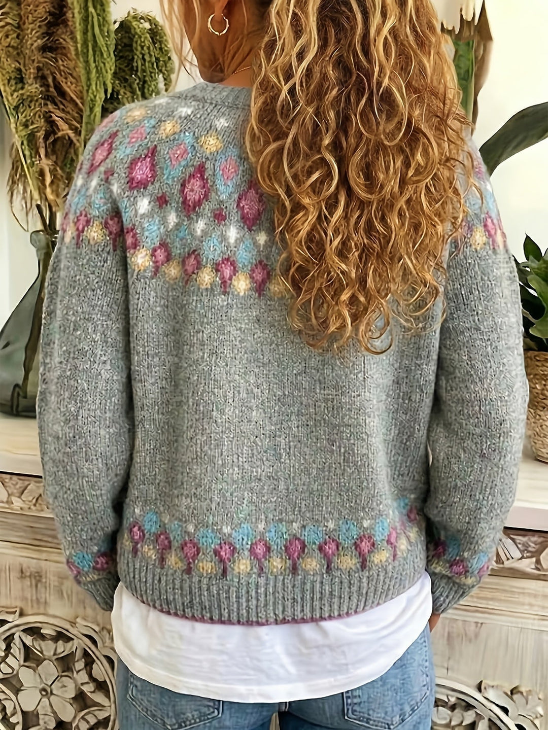 Nordic Patterned Cardigan for Women