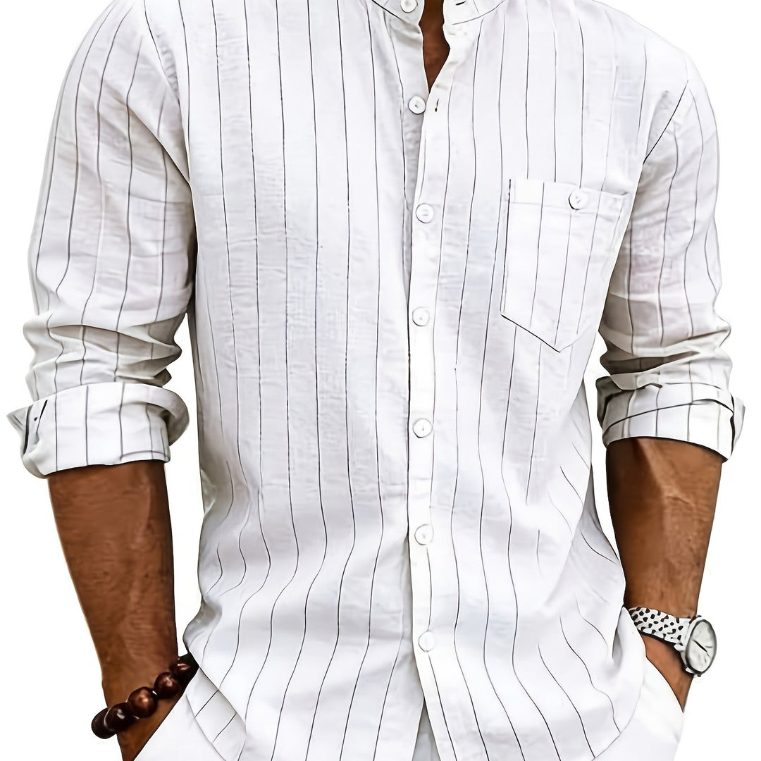 Men's Striped Button-Up Shirt