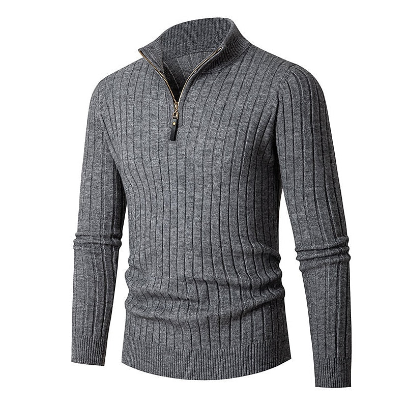 Ribbed Quarter-Zip Sweater for Men, Plus Size