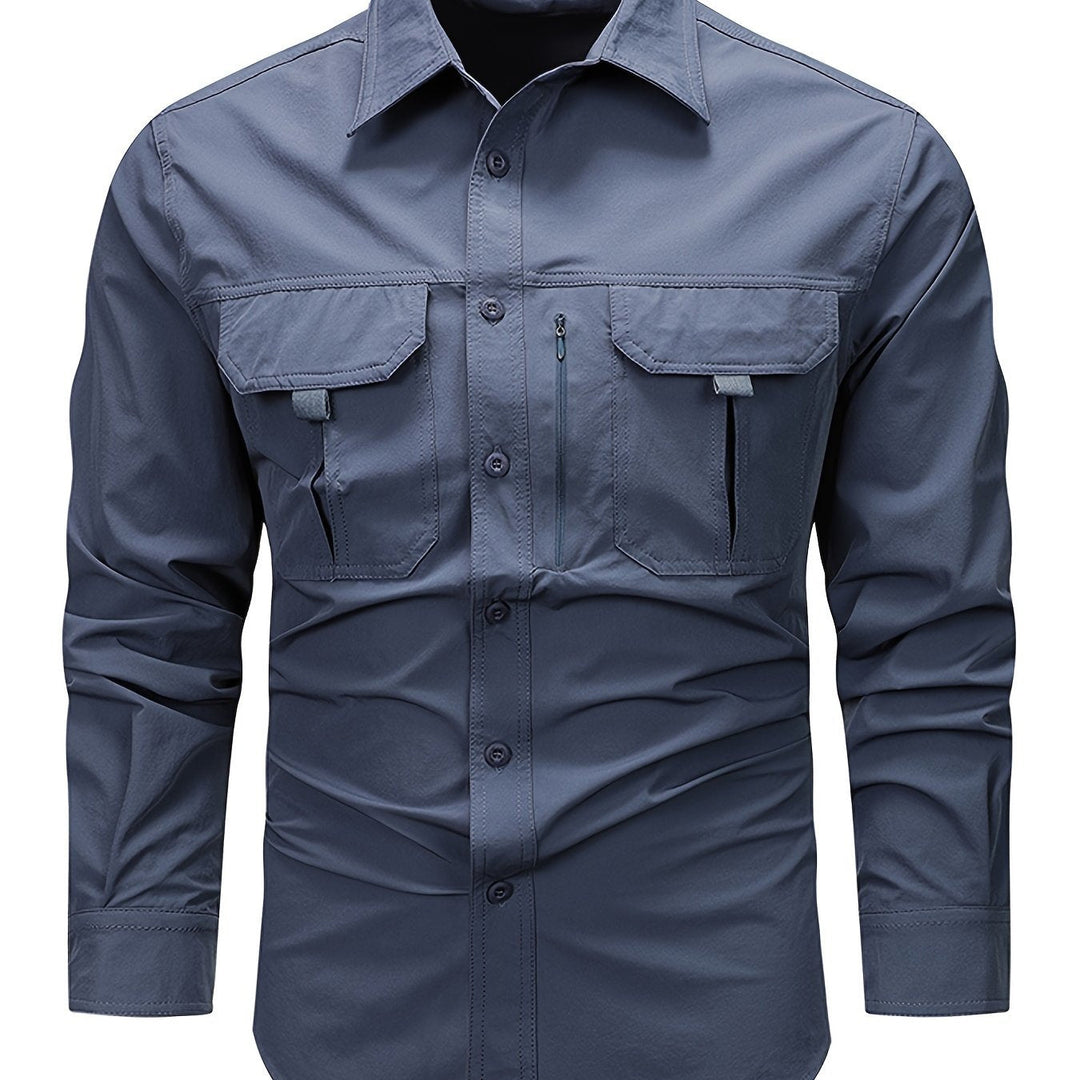 Multi-Pocket Cargo Shirt for Men, Rugged Style
