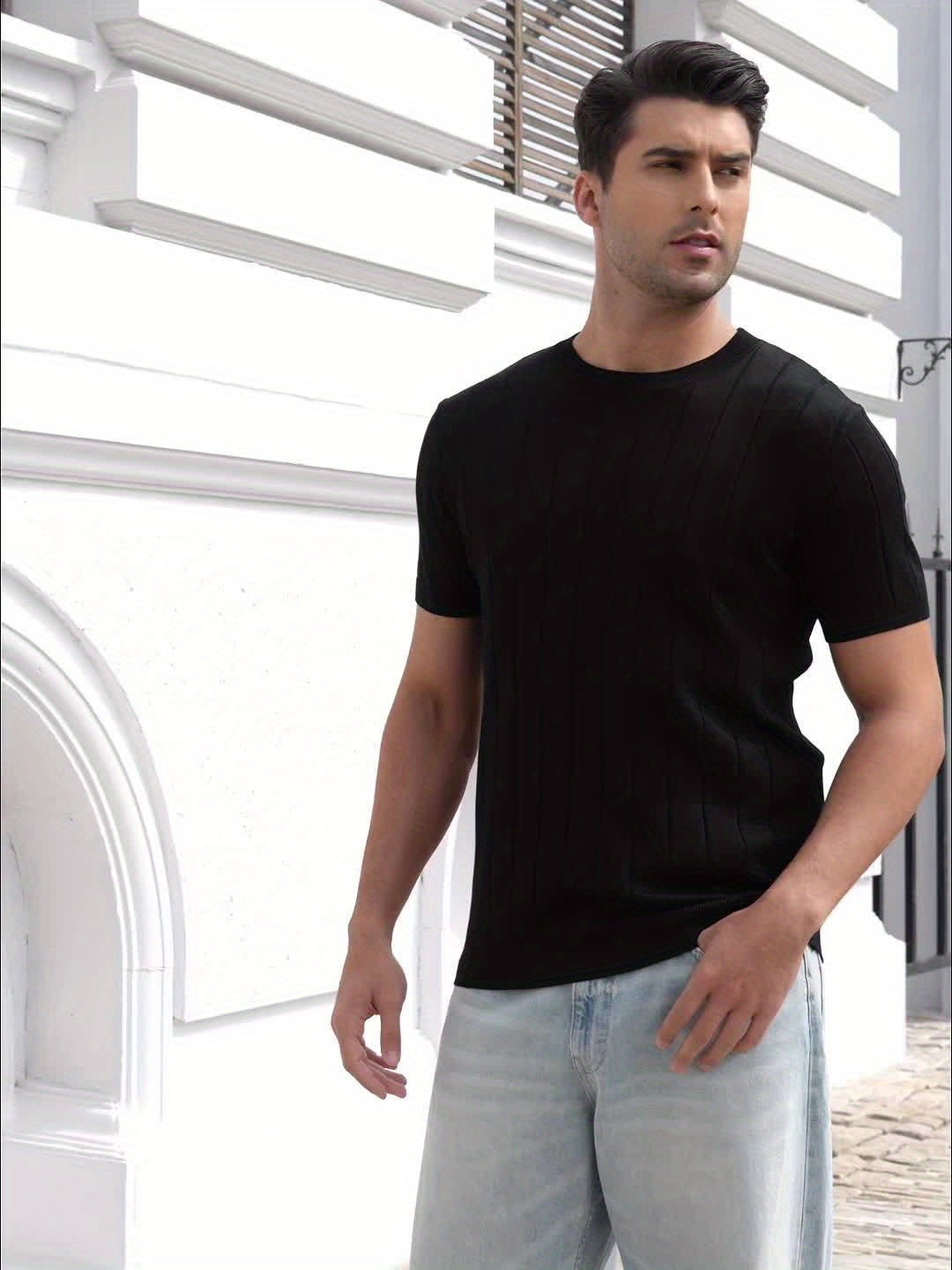 Ribbed Short-Sleeve Top for Men