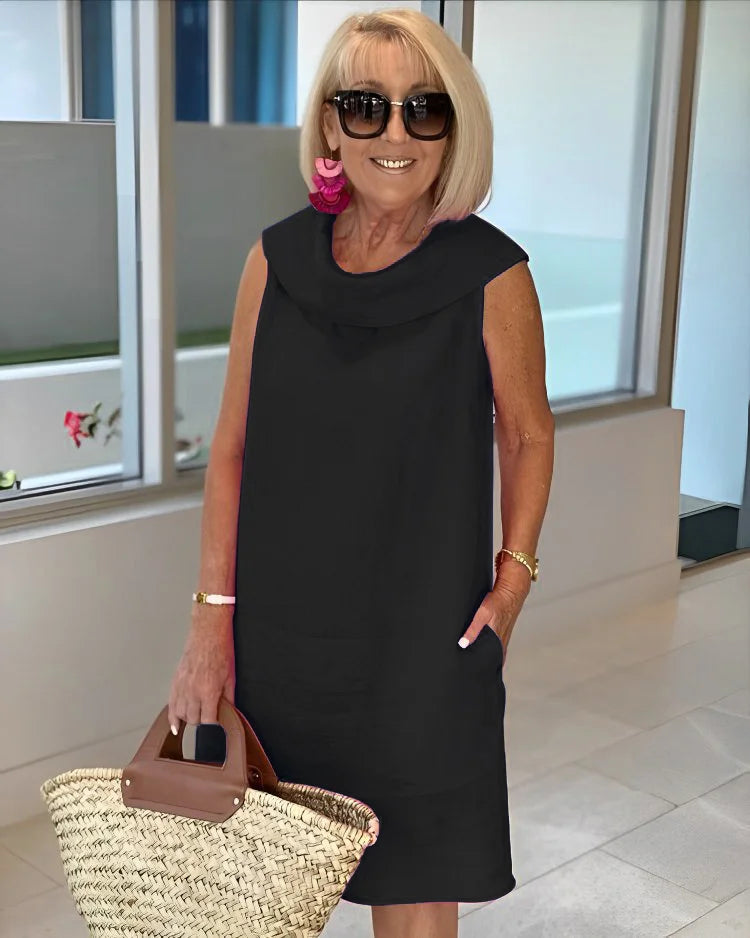 Sleeveless Round Neck Dress for Women, Casual Style