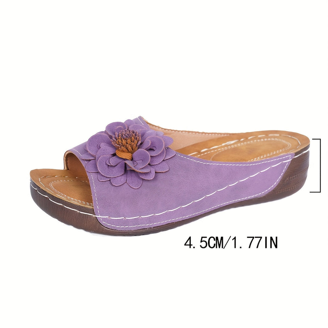 Light Purple Floral Comfort Wedge Sandals for Women