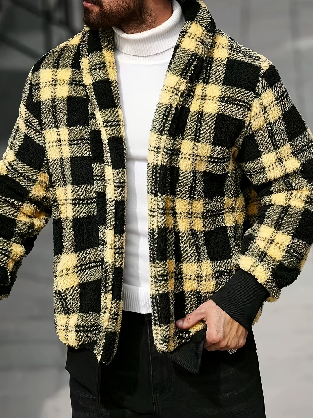 Checked Jacket for Men, Cozy Style