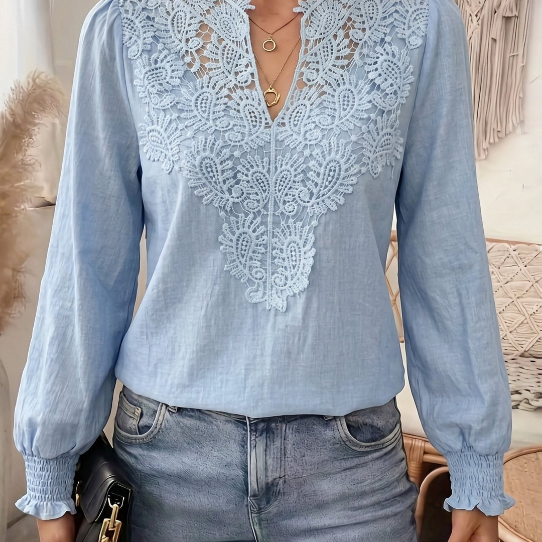 Embroidered V-Neck Blouse for Women