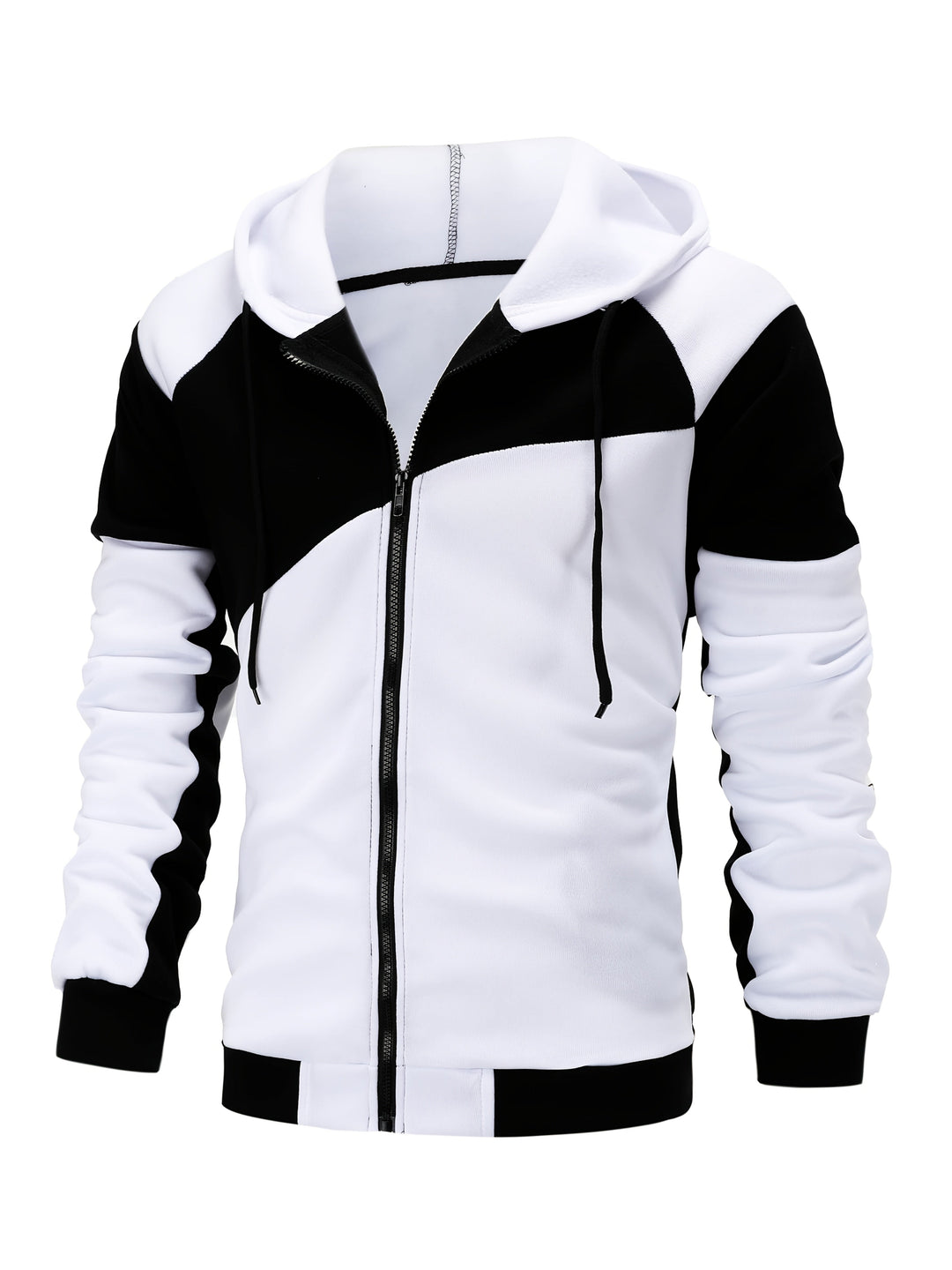 Color Block Zip-Up Hooded Jacket for Men