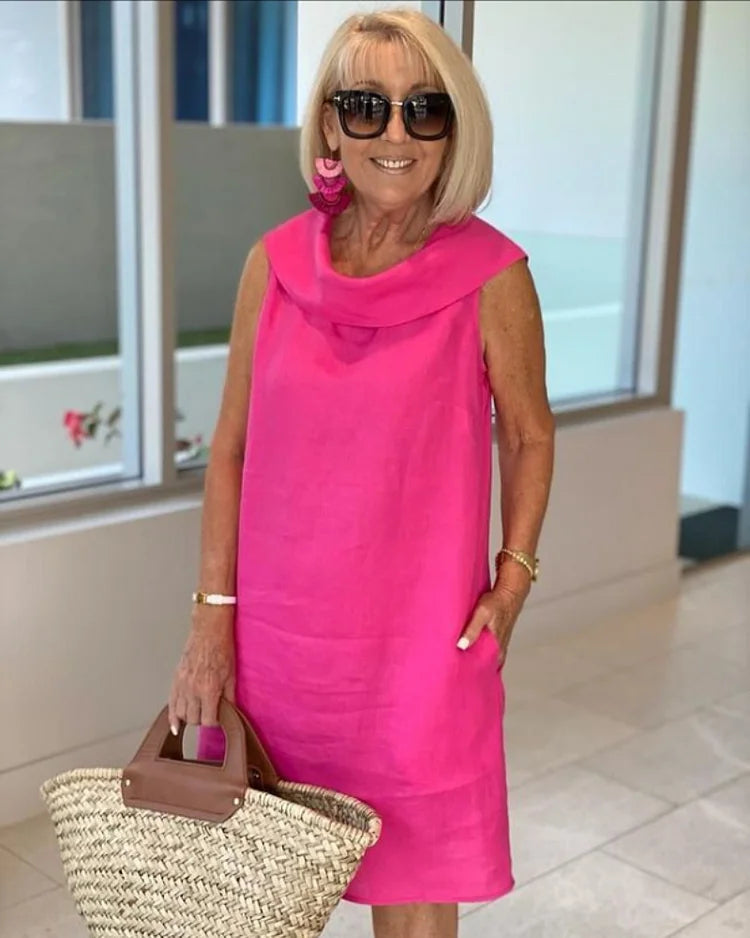 Sleeveless Round Neck Dress for Women, Casual Style