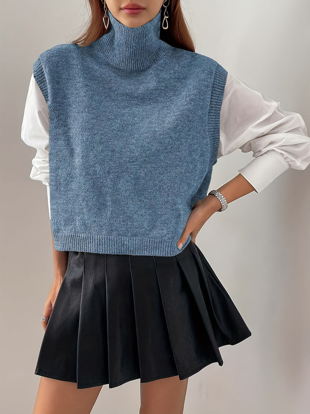 High-Neck Sweater Vest for Women
