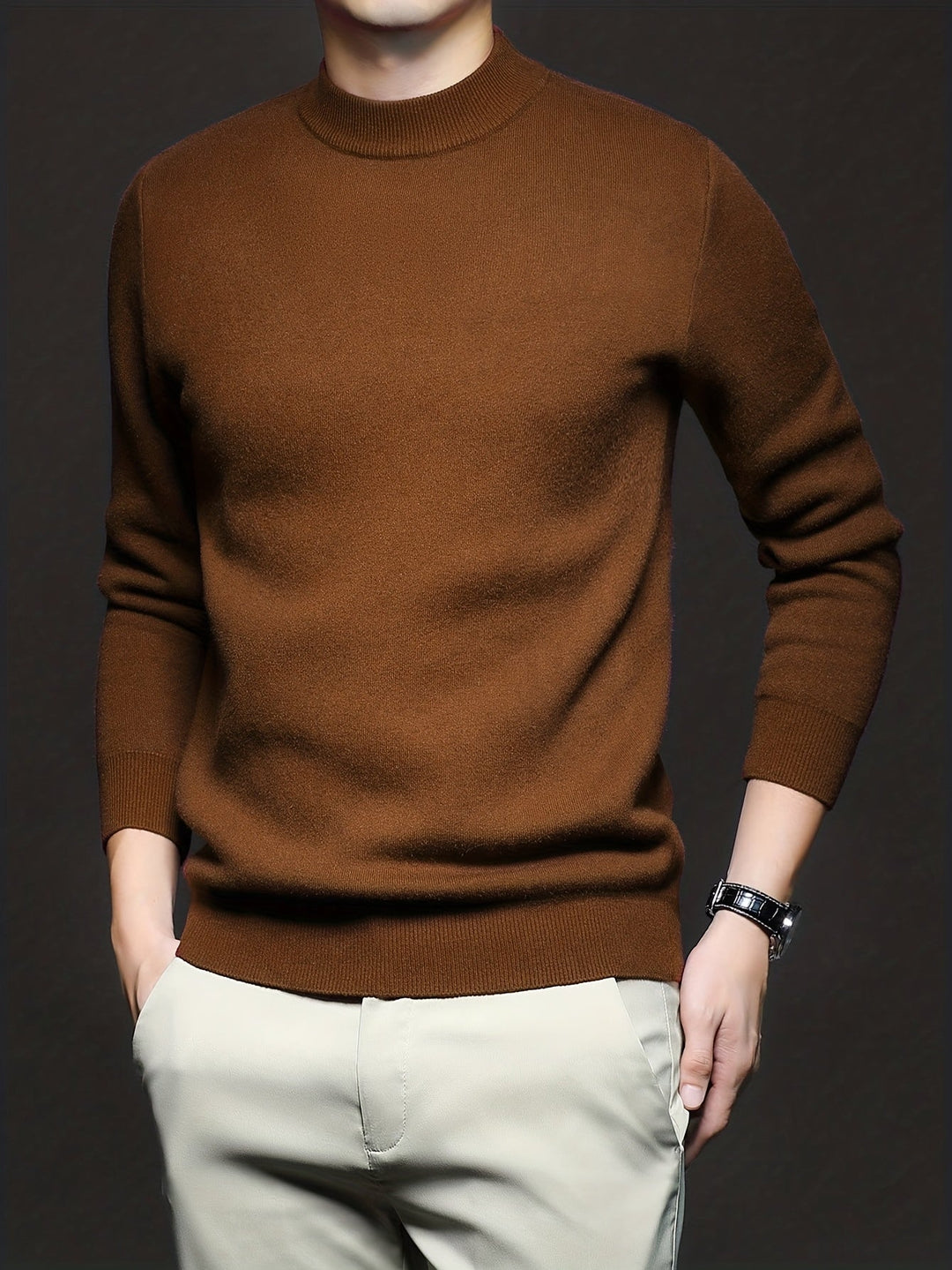 High-Neck Sweater for Men, Refined Style