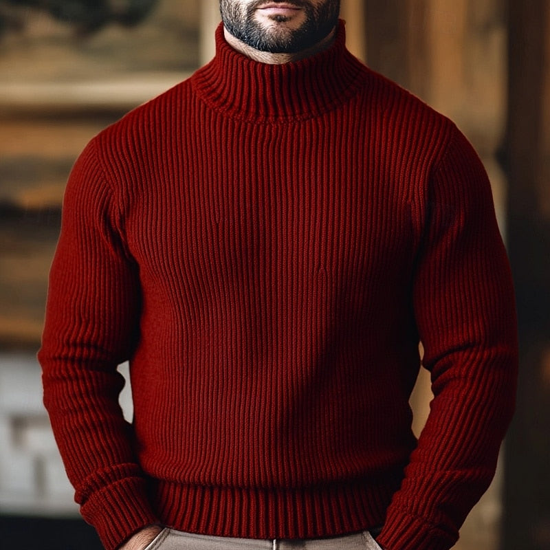 Ribbed Turtleneck Sweater for Men