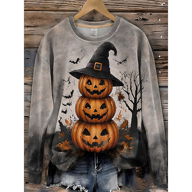 Playful Halloween Striped Sweatshirt for Women