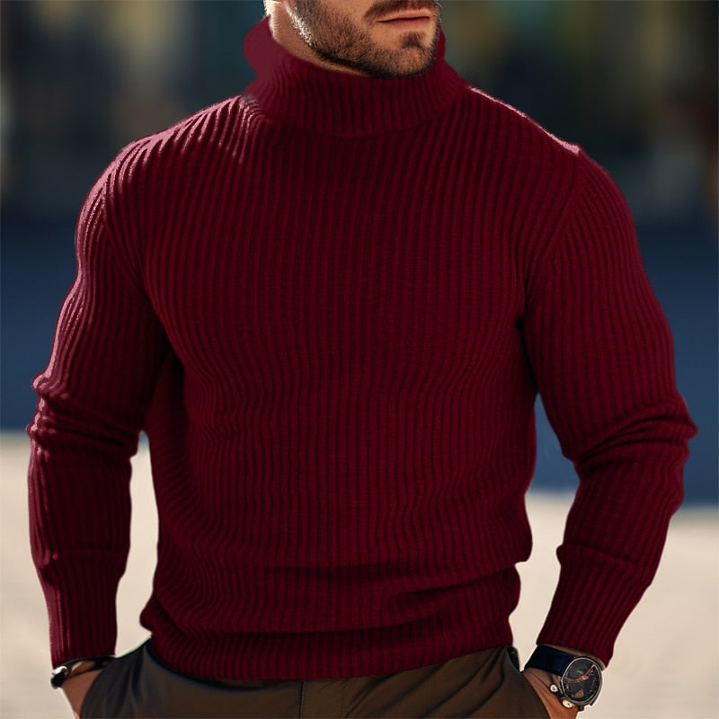 Ribbed Turtleneck Sweater for Men, Plus Size