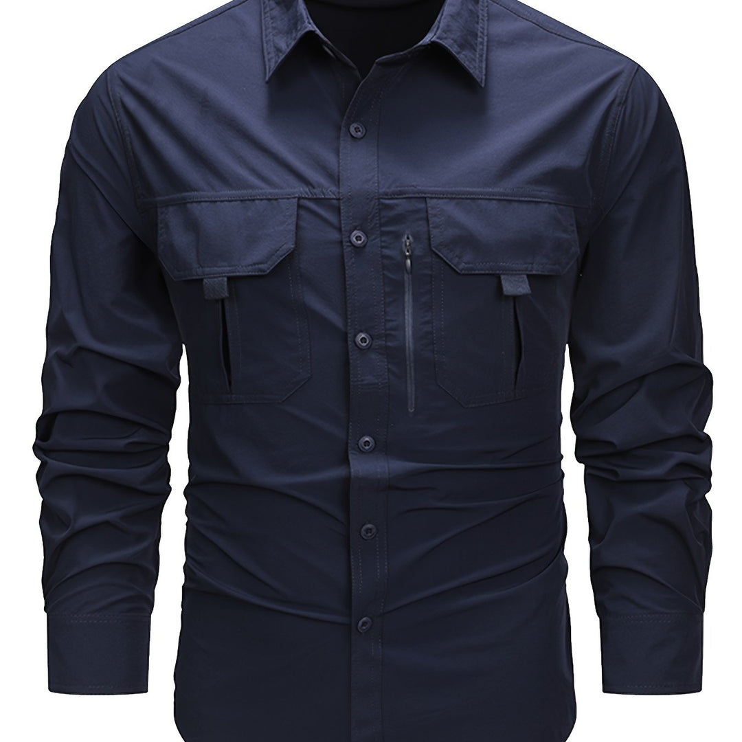 Multi-Pocket Cargo Shirt for Men, Rugged Style