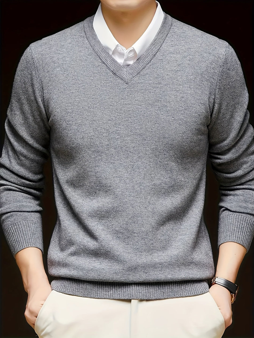Refined V-Neck Sweater for Men