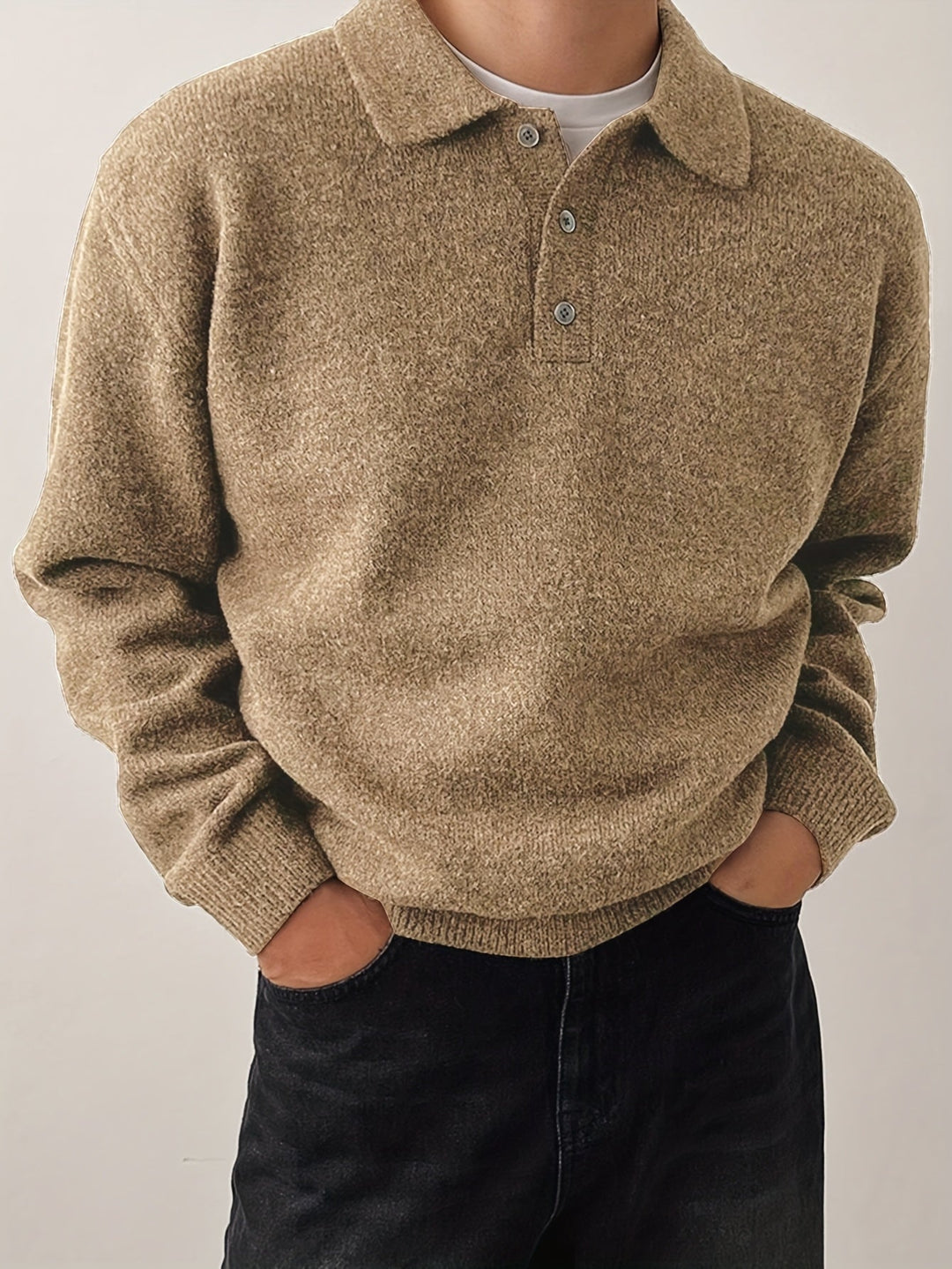 Polo Collar Sweater, Men's Refined Fit