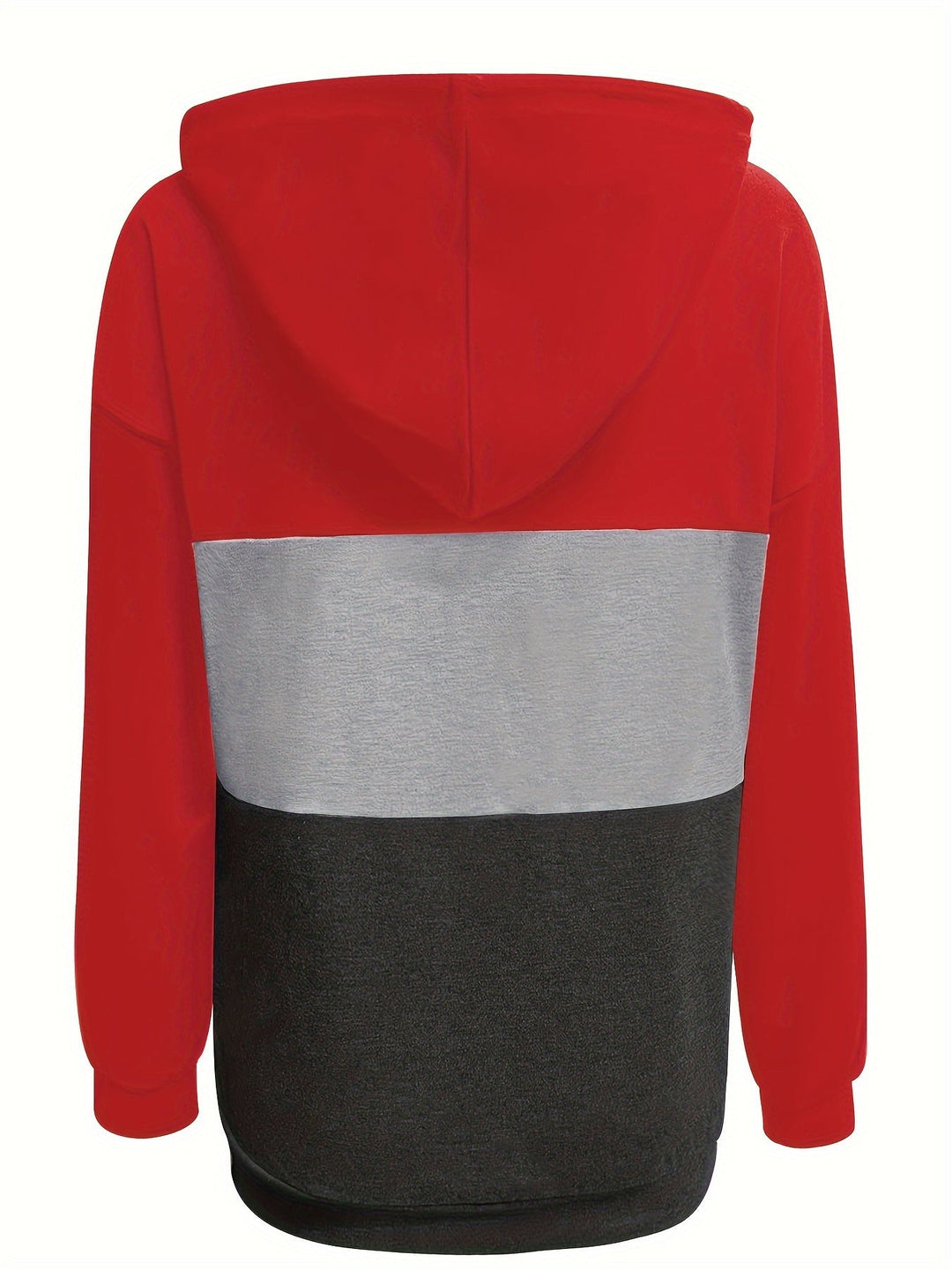 Color Block Button-Neck Hoodie for Women